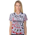 Poker Royal Flush All Suits Droste Spiral Women s V-Neck Sport Mesh Tee