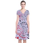 Poker Royal Flush All Suits Droste Spiral Short Sleeve Front Wrap Dress