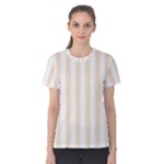 Vertical Stripes - White and Champagne Orange Women s Cotton Tee