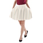 Vertical Stripes - White and Champagne Orange A-Line Pocket Skirt