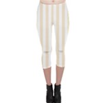 Vertical Stripes - White and Champagne Orange Capri Leggings