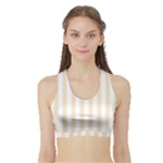 Vertical Stripes - White and Champagne Orange Women s Sports Bra with Border