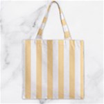 Vertical Stripes - White and Peach Orange Zipper Grocery Tote Bag