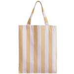 Vertical Stripes - White and Peach Orange Zipper Classic Tote Bag