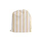 Vertical Stripes - White and Peach Orange Drawstring Pouch (M)