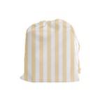 Vertical Stripes - White and Peach Orange Drawstring Pouch (L)