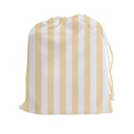 Vertical Stripes - White and Peach Orange Drawstring Pouch (XXl)