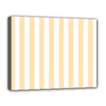 Vertical Stripes - White and Peach Orange Canvas 14  x 11  (Stretched)