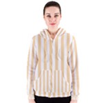 Vertical Stripes - White and Sunset Orange Women s Zipper Hoodie