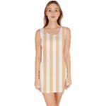 Vertical Stripes - White and Sunset Orange Bodycon Dress