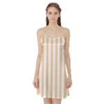 Vertical Stripes - White and Sunset Orange Satin Night Slip