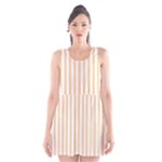 Vertical Stripes - White and Sunset Orange Scoop Neck Skater Dress