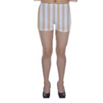 Vertical Stripes - White and Sunset Orange Skinny Shorts