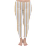 Vertical Stripes - White and Sunset Orange Winter Leggings