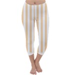 Vertical Stripes - White and Sunset Orange Capri Winter Leggings