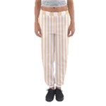 Vertical Stripes - White and Sunset Orange Women s Jogger Sweatpants