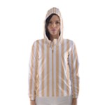 Vertical Stripes - White and Sunset Orange Hooded Wind Breaker (Women)