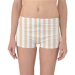 Vertical Stripes - White and Sunset Orange Reversible Boyleg Bikini Bottoms