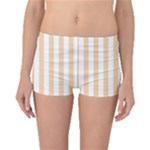 Vertical Stripes - White and Sunset Orange Boyleg Bikini Bottoms