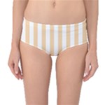 Vertical Stripes - White and Sunset Orange Mid-Waist Bikini Bottoms