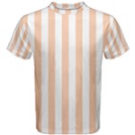 Vertical Stripes - White and Apricot Orange Men s Cotton Tee