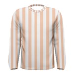 Vertical Stripes - White and Apricot Orange Men s Long Sleeve T-shirt