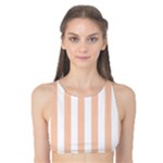 Vertical Stripes - White and Apricot Orange Tank Bikini Top