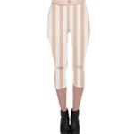 Vertical Stripes - White and Apricot Orange Capri Leggings