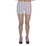 Vertical Stripes - White and Apricot Orange Skinny Shorts