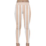 Vertical Stripes - White and Apricot Orange Yoga Leggings