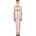 Vertical Stripes - White and Apricot Orange OnePiece Catsuit