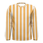 Vertical Stripes - White and Pastel Orange Men s Long Sleeve T-shirt