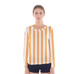 Vertical Stripes - White and Pastel Orange Women s Long Sleeve T-shirt