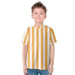 Vertical Stripes - White and Pastel Orange Kid s Cotton Tee