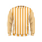 Vertical Stripes - White and Pastel Orange Kid s Sweatshirt