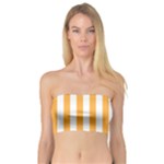 Vertical Stripes - White and Pastel Orange Bandeau Top