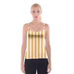 Vertical Stripes - White and Pastel Orange Spaghetti Strap Top