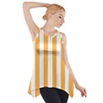 Vertical Stripes - White and Pastel Orange Side Drop Tank Tunic