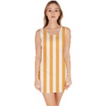 Vertical Stripes - White and Pastel Orange Bodycon Dress