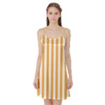 Vertical Stripes - White and Pastel Orange Satin Night Slip