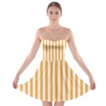 Vertical Stripes - White and Pastel Orange Strapless Bra Top Dress