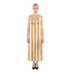 Vertical Stripes - White and Pastel Orange Full Print Maxi Dress