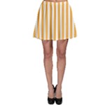 Vertical Stripes - White and Pastel Orange Skater Skirt