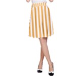 Vertical Stripes - White and Pastel Orange A-Line Skirt