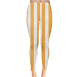 Vertical Stripes - White and Pastel Orange Women s Leggings