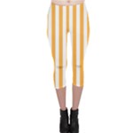 Vertical Stripes - White and Pastel Orange Capri Leggings