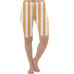 Vertical Stripes - White and Pastel Orange Cropped Leggings