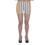 Vertical Stripes - White and Pastel Orange Skinny Shorts