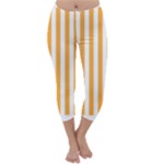 Vertical Stripes - White and Pastel Orange Capri Winter Leggings