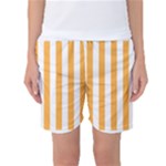 Vertical Stripes - White and Pastel Orange Women s Basketball Shorts